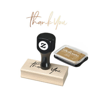 Thank You Script Elegant Metallic Gold Ink Rubber Stamp