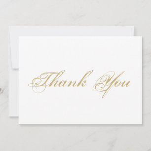 Thank You script gold white elegant note card
