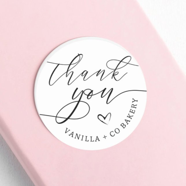Thank You Script Heart Baked Goods Bakery Business Classic Round Sticker (Creator Uploaded)