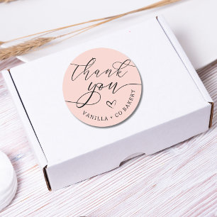 Thank You Script Heart Baked Goods Business   Pink Classic Round Sticker