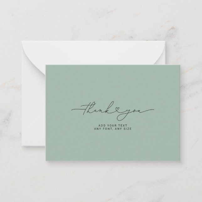 Thank You Script Heart Elegant 3,5"X2.5" Orange Card (Front)
