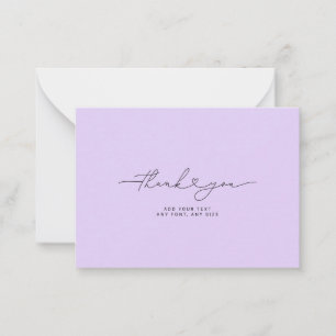 Thank You Script Heart Elegant 3,5"X2.5" Purple Card
