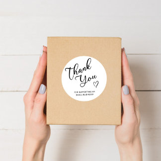 Thank You Script Heart Small Business Classic Round Sticker