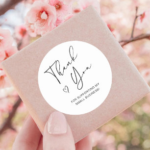 Thank You Script Heart Small Business Classic Round Sticker