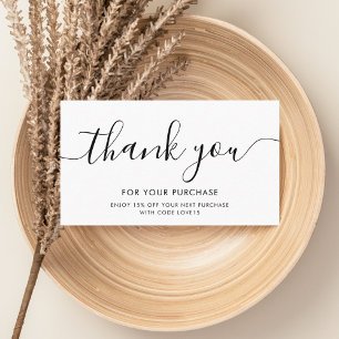 Thank You Script Minimalist QR Code White Business Card