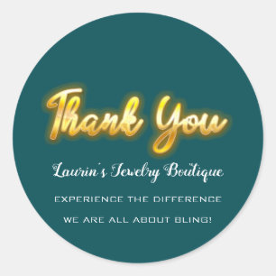 Thank You Script Name 16th Bridal Gold Teal Shop Classic Round Sticker