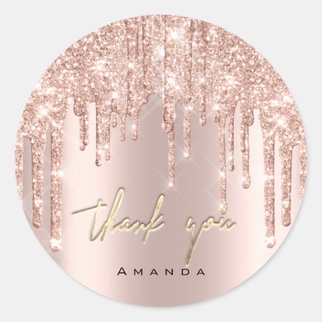Thank You Script Name 16th Bridal Rose Blush  Classic Round Sticker (Front)