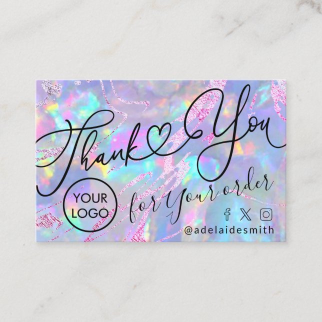 thank you script opal texture business card (Front)