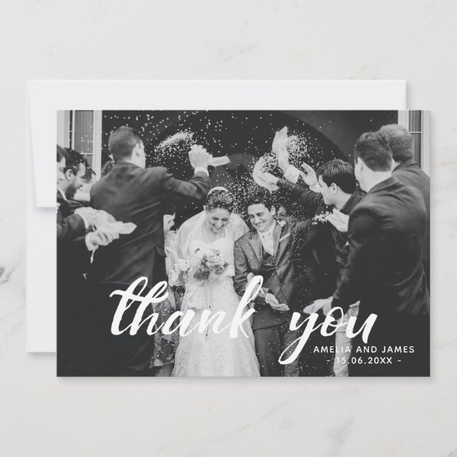 Thank You Script Photo Overlay Custom Message Card (Front)