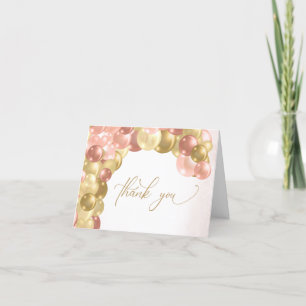 Thank You Script Pink & Gold Balloon Arch Card