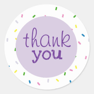 Thank You Script Sprinkles Pattern Classic Round Sticker