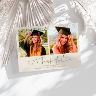 Thank You Script Stars Cream Grad Multi Photo Announcement