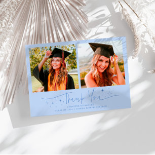 Thank You Script Stars Icy Blue Grad Multi Photo Announcement