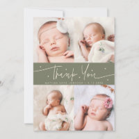 Thank You Script Stars Sage Green Photo Grid Birth