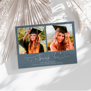 Thank You Script Stars Slate Blue Grad Multi Photo Announcement