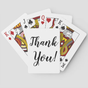 Thank You Script Typography  Black And White Playing Cards