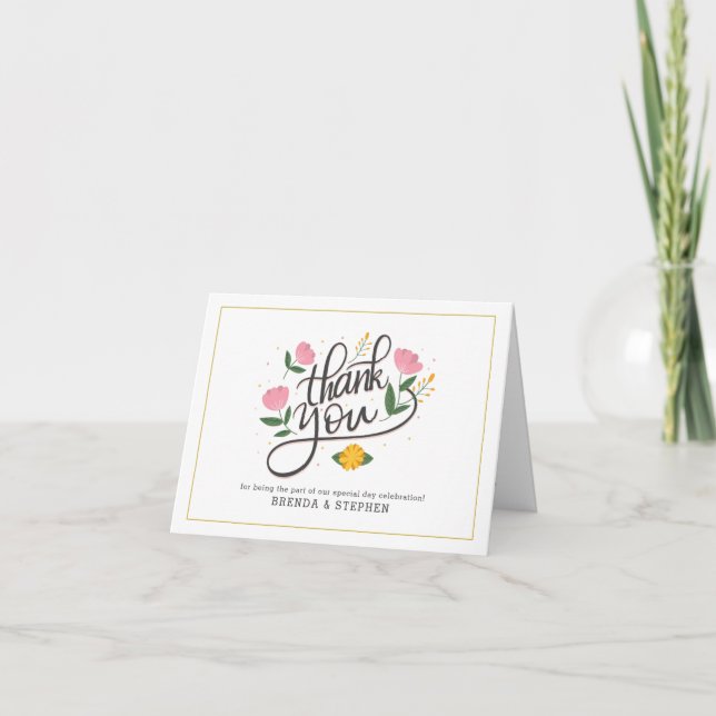 Thank you-Script typography Floral Accents Invitation (Front)