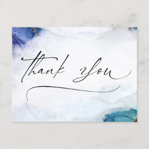 Thank You Script Watercolor Gold Elegant Postcard