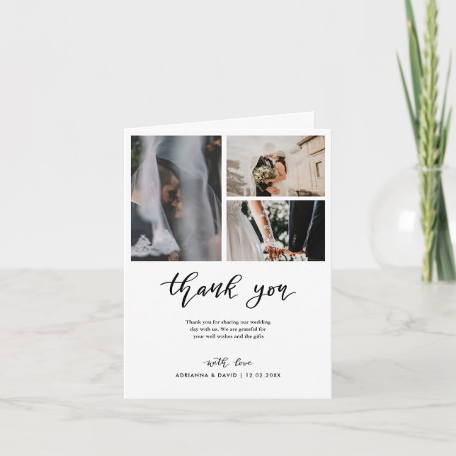 Thank You Script Wedding Couple Photo Collage  (Front)