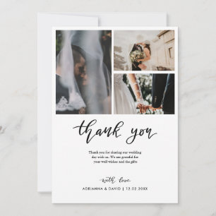 Thank You Script Wedding Couple Photo Collage  Card