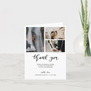 Thank You Script Wedding Couple Photo Collage  Card