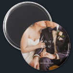 Thank You Script Wedding Photo Magnet<br><div class="desc">Thank you wedding keepsake magnets for your family and friends who attended your wedding celebration. Customise with your photo and names. These can be used as a wedding favour or mailed as a thank you after the ceremony. Contact me through the button below if you need assistance with your photo...</div>