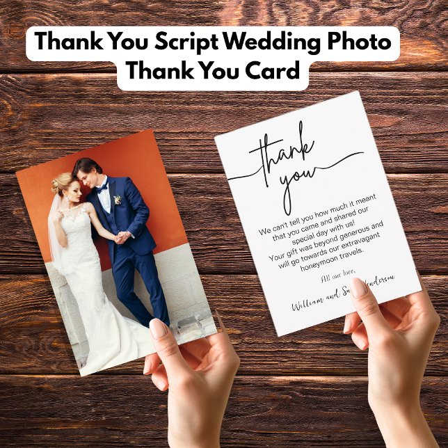 Thank You Script Wedding Photo Thank You Card (Thank You Script Wedding Photo Thank You Card)