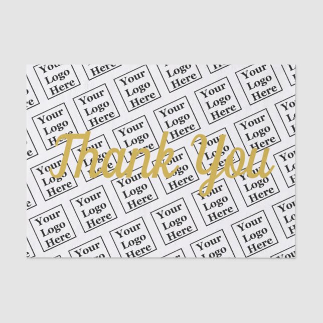 Thank You Script with Your Logo Here Template Tissue Paper (Front)