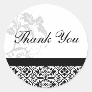 Thank You Seal - Black and White Damask Wedding
