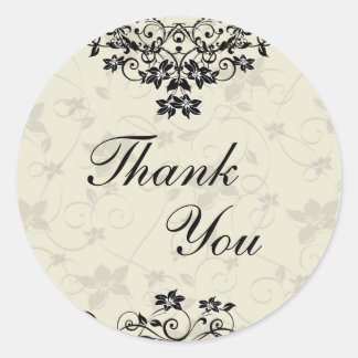 Thank You Seal - Black and White Floral