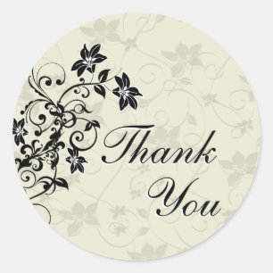 Thank You Seal - Black and White Floral