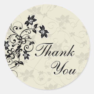 Thank You Seal - Black and White Floral