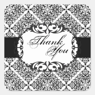 Thank You Seal - Black & White Damask Wedding
