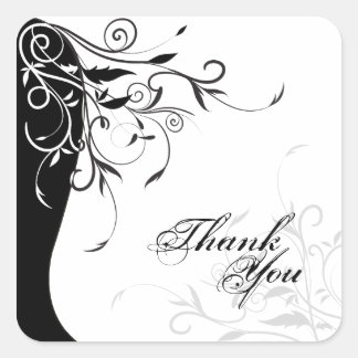 Thank You Seal - Black & White Floral Wedding