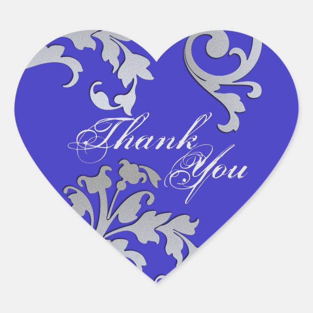Thank You Seal - Blue & Silver Floral Wedding (Front)