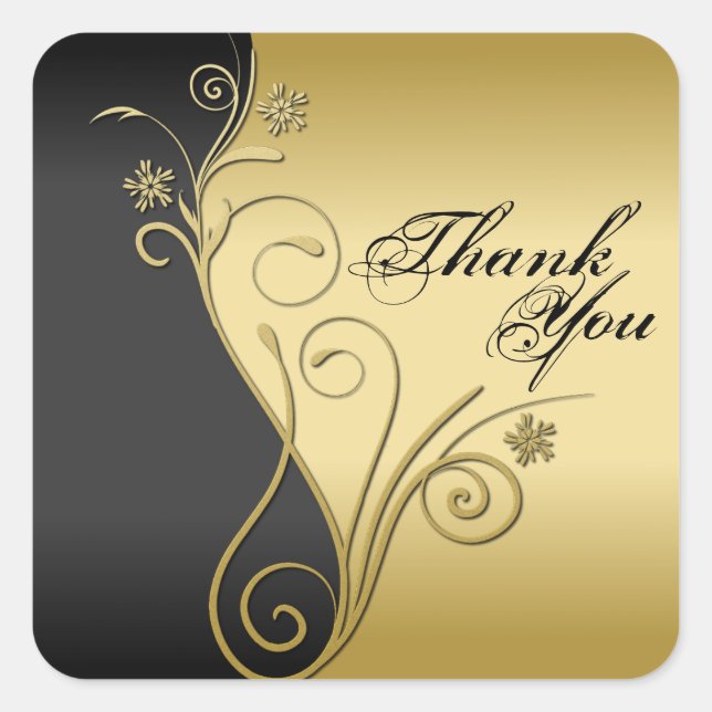 Thank You Seal - Classy Black & Gold Wedding (Front)