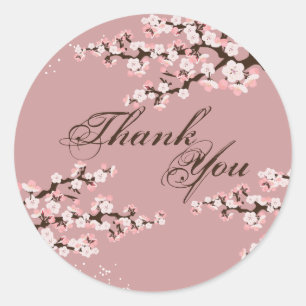 Thank You Seal - Dusty Rose Cherry Blossom Wedding