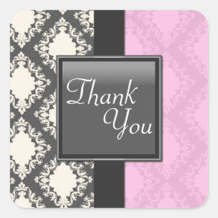 Thank You Seal - Light Pink & White Damask Wedding