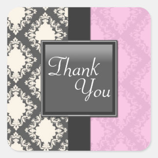Thank You Seal - Light Pink & White Damask Wedding
