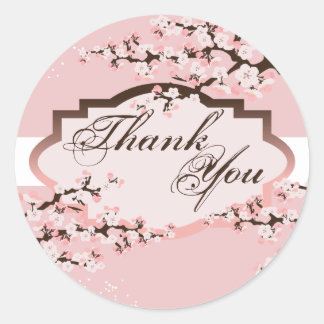 Thank You Seal - Pink Cherry Blossom Wedding