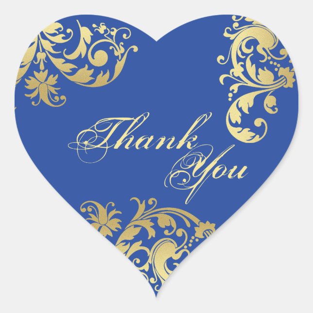 Thank You Seal - Royal Blue & Gold Floral Wedding (Front)