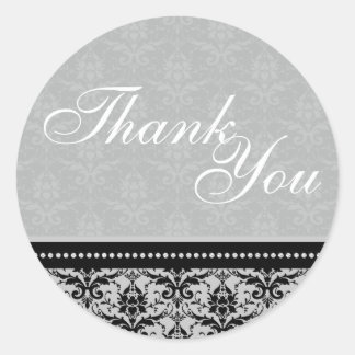 Thank You Seal - Slate Grey Damask Wedding