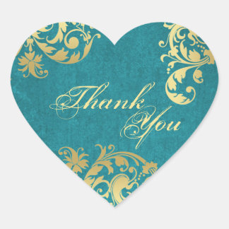 Thank You Seal - Teal & Gold Floral Wedding