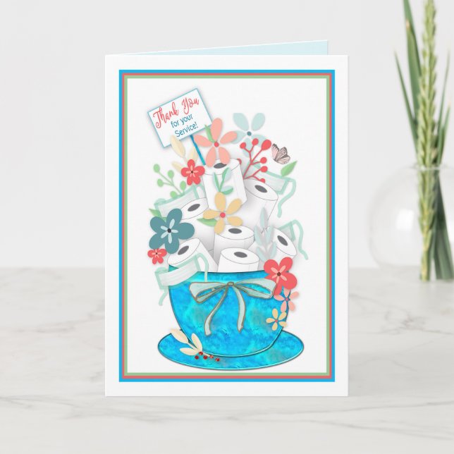 Thank You , Service Covid-19,Toliet Paper & Flower Card (Front)