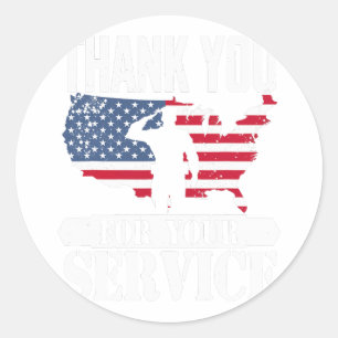 Thank You Service Veteran Salute Patriot Military Classic Round Sticker