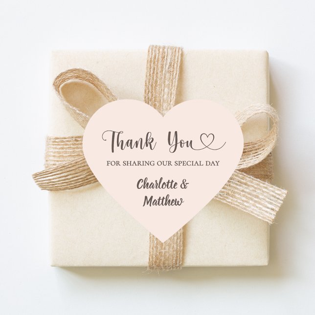 Thank you sharing our day blush pink taupe wedding heart sticker (Creator Uploaded)