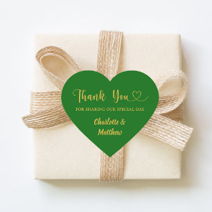 Thank you sharing our day emerald green wedding heart sticker