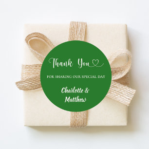 Thank you sharing our day green ivory wedding classic round sticker
