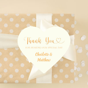 Thank you sharing our day ivory gold wedding heart sticker