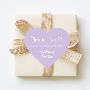 Thank you sharing our day lavender ivory wedding heart sticker